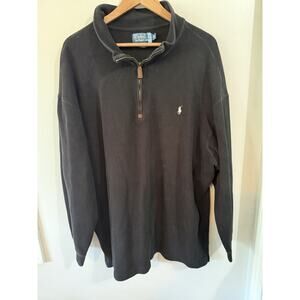 Polo Ralph Lauren Sweater Mens 3XB Big Black 1/4 Quarter Zip Cotton Pullover